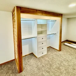 Custom built closet remodel with LED lighting